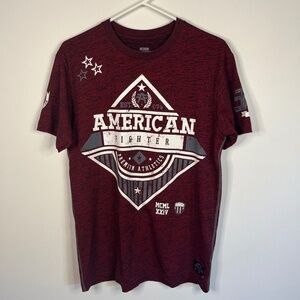 American Fighter Maroon Graphic T Shirt Mens Medium EUC